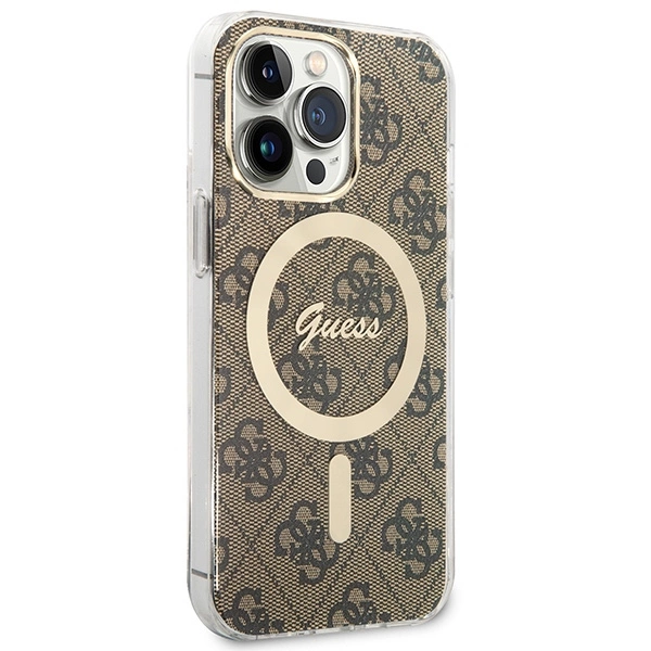 Set Guess GUBPP13LH4EACSW Case+ Charger iPhone 13 Pro brown/brown hard case 4G Print MagSafeeng