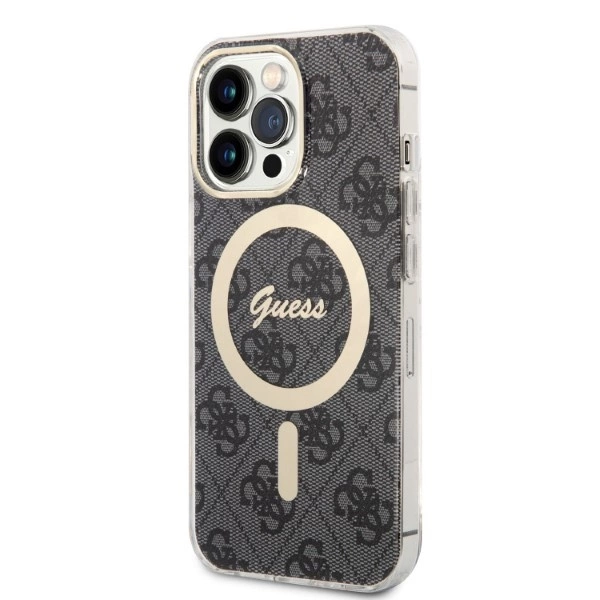 Set Guess GUBPP13XH4EACSK Case+ Charger iPhone 13 Pro Max black/black hard case 4G Print MagSafeeng