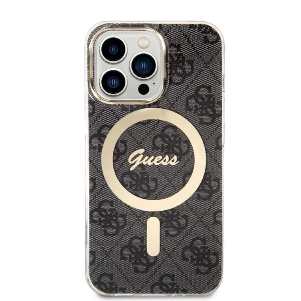 Set Guess GUBPP13XH4EACSK Case+ Charger iPhone 13 Pro Max black/black hard case 4G Print MagSafeeng