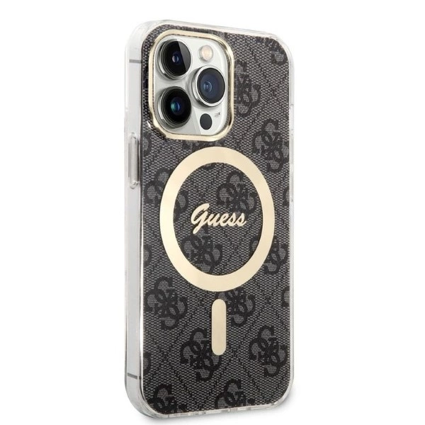 Set Guess GUBPP13XH4EACSK Case+ Charger iPhone 13 Pro Max black/black hard case 4G Print MagSafeeng