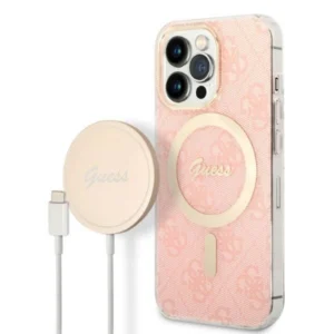 Set Guess GUBPP13XH4EACSP Case+ Charger iPhone 13 Pro Max pink/pink hard case 4G Print MagSafeeng