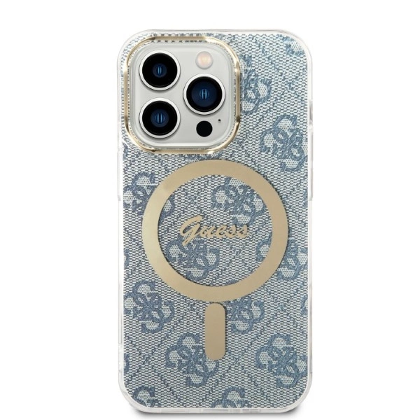 Set Guess GUBPP14LH4EACSB Case+ Charger iPhone 14 Pro 6.1" blue/blue hard case 4G Print MagSafeeng