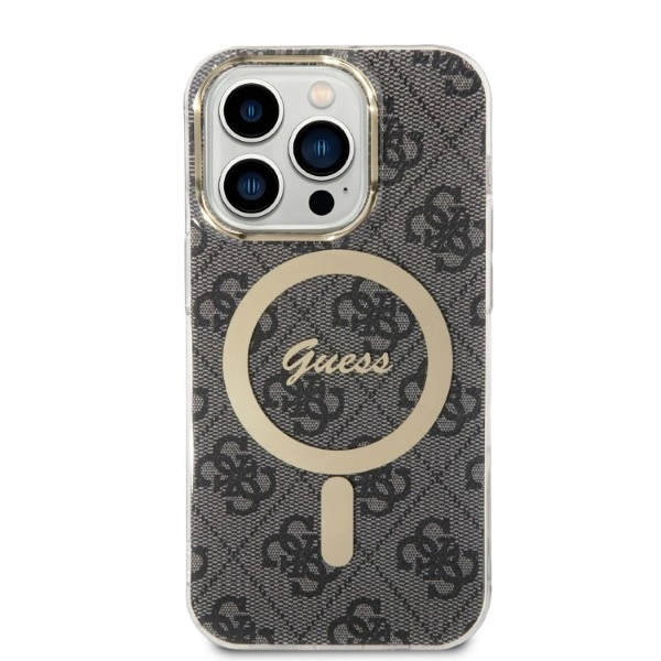 Set Guess GUBPP14LH4EACSK Case+ Charger iPhone 14 Pro 6.1" black/black hard case 4G Print MagSafeeng