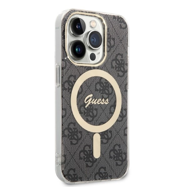 Set Guess GUBPP14LH4EACSK Case+ Charger iPhone 14 Pro 6.1" black/black hard case 4G Print MagSafeeng
