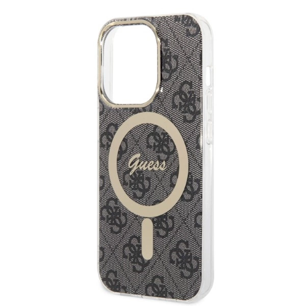 Set Guess GUBPP14LH4EACSK Case+ Charger iPhone 14 Pro 6.1" black/black hard case 4G Print MagSafeeng