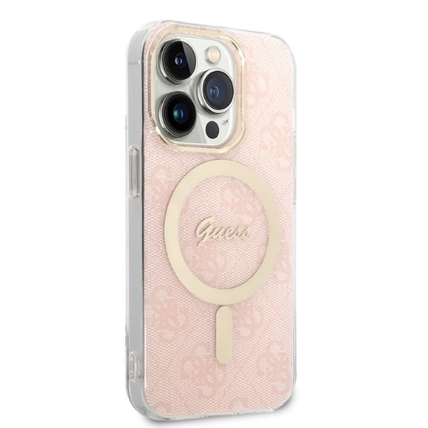 Set Guess GUBPP14LH4EACSP Case+ Charger iPhone 14 Pro 6.1" pink/pink hard case 4G Print MagSafeeng
