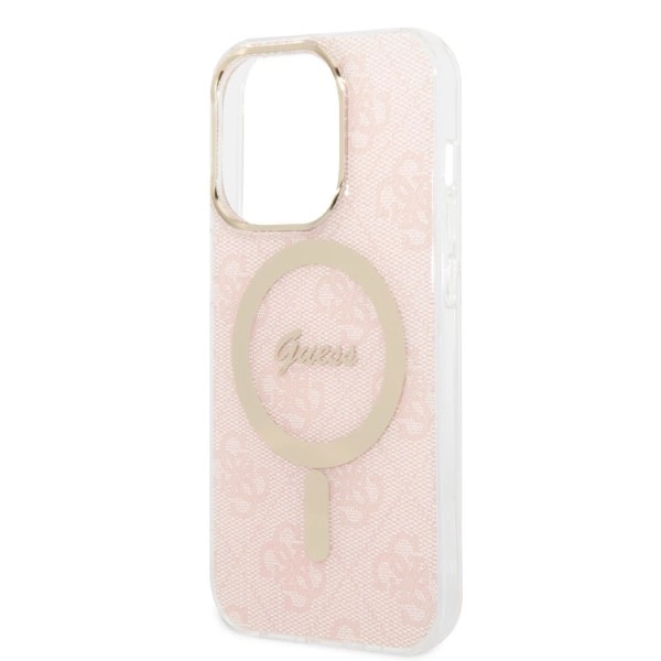 Set Guess GUBPP14LH4EACSP Case+ Charger iPhone 14 Pro 6.1" pink/pink hard case 4G Print MagSafeeng