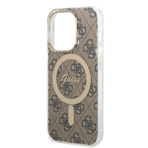 Set Guess GUBPP14LH4EACSW Case+ Charger iPhone 14 Pro 6.1" brown/brown hard case 4G Print MagSafeeng