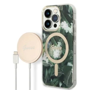 Set Guess GUBPP14LHJEACSA Case+ Charger iPhone 14 Pro 6.1" green/green hard case Jungle MagSafeeng