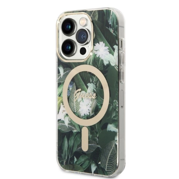 Set Guess GUBPP14LHJEACSA Case+ Charger iPhone 14 Pro 6.1" green/green hard case Jungle MagSafeeng