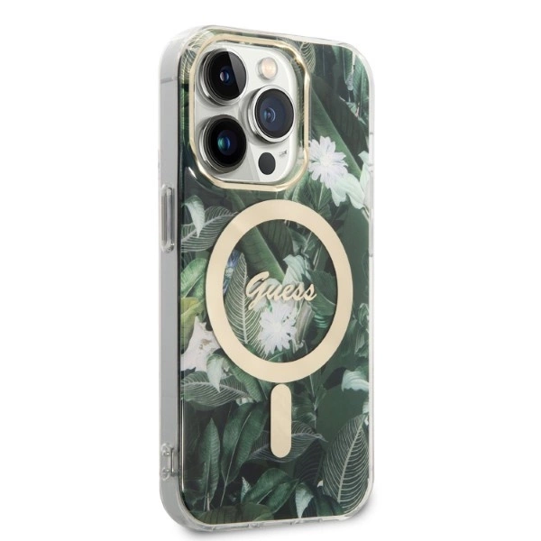 Set Guess GUBPP14LHJEACSA Case+ Charger iPhone 14 Pro 6.1" green/green hard case Jungle MagSafeeng