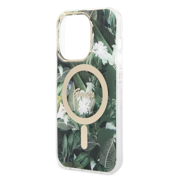 Set Guess GUBPP14LHJEACSA Case+ Charger iPhone 14 Pro 6.1" green/green hard case Jungle MagSafeeng