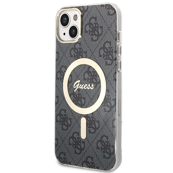 Set Guess GUBPP14MH4EACSK Case+ Charger iPhone 14 Plus 6.7" black/black hard case 4G Print MagSafeeng