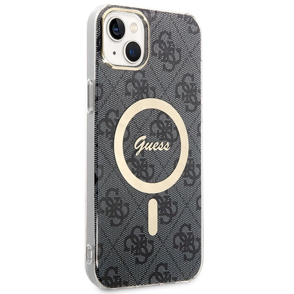 Set Guess GUBPP14MH4EACSK Case+ Charger iPhone 14 Plus 6.7" black/black hard case 4G Print MagSafeeng
