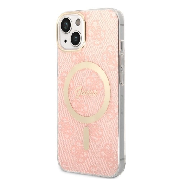 Set Guess GUBPP14MH4EACSP Case+ Charger iPhone 14 Plus 6.7" pink/pink hard case 4G Print MagSafeeng