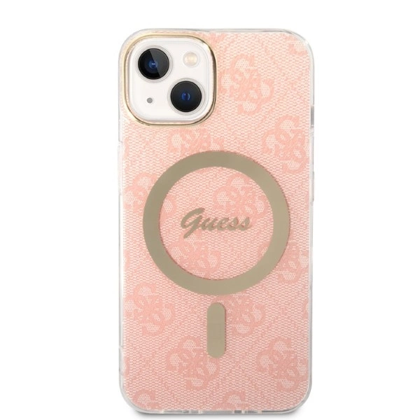 Set Guess GUBPP14MH4EACSP Case+ Charger iPhone 14 Plus 6.7" pink/pink hard case 4G Print MagSafeeng