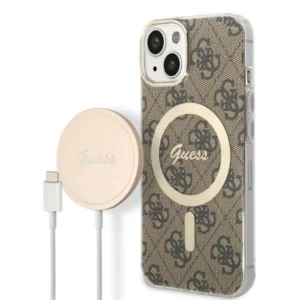 Set Guess GUBPP14MH4EACSW Case+ Charger iPhone 14 Plus 6.7" brown/brown hard case 4G Print MagSafeeng
