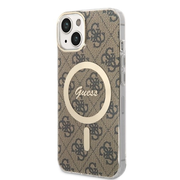 Set Guess GUBPP14MH4EACSW Case+ Charger iPhone 14 Plus 6.7" brown/brown hard case 4G Print MagSafeeng