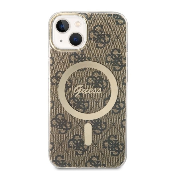 Set Guess GUBPP14MH4EACSW Case+ Charger iPhone 14 Plus 6.7" brown/brown hard case 4G Print MagSafeeng