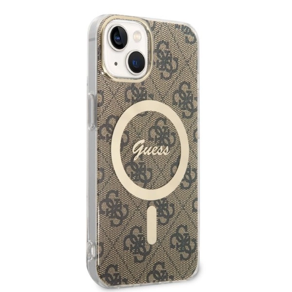Set Guess GUBPP14MH4EACSW Case+ Charger iPhone 14 Plus 6.7" brown/brown hard case 4G Print MagSafeeng