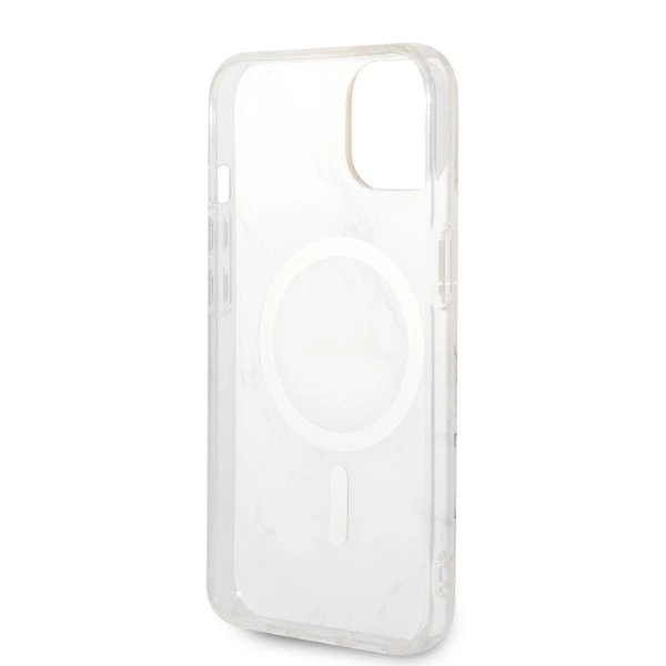 Set Guess GUBPP14MHMEACSH Case+ Charger iPhone 14 Plus 6.7" white/white hard case Marble MagSafeeng
