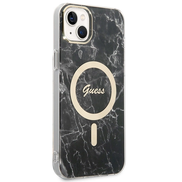 Set Guess GUBPP14MHMEACSK Case+ Charger iPhone 14 Plus 6.7" black/black hard case Marble MagSafeeng
