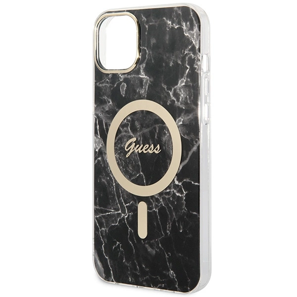 Set Guess GUBPP14MHMEACSK Case+ Charger iPhone 14 Plus 6.7" black/black hard case Marble MagSafeeng