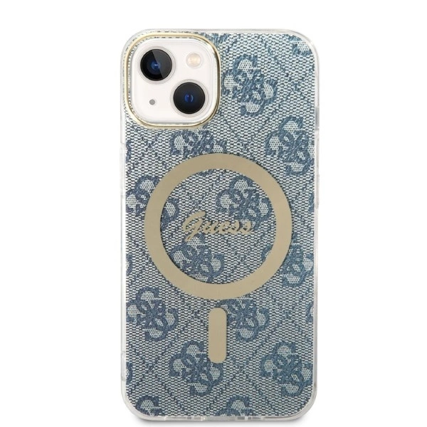 Set Guess GUBPP14SH4EACSB Case+ Charger iPhone 14 6.1" blue/blue hard case 4G Print MagSafeeng