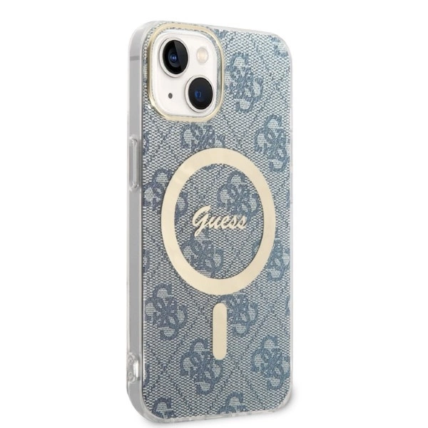 Set Guess GUBPP14SH4EACSB Case+ Charger iPhone 14 6.1" blue/blue hard case 4G Print MagSafeeng