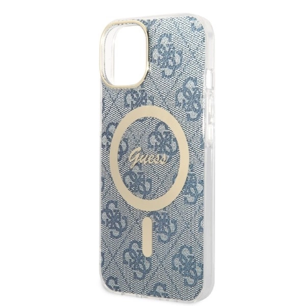 Set Guess GUBPP14SH4EACSB Case+ Charger iPhone 14 6.1" blue/blue hard case 4G Print MagSafeeng