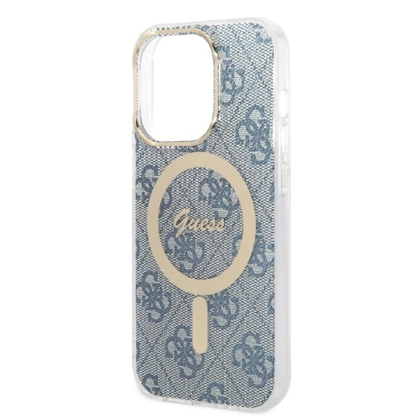 Set Guess GUBPP14XH4EACSB Case+ Charger iPhone 14 Pro Max 6.7" blue/blue hard case 4G Print MagSafeeng