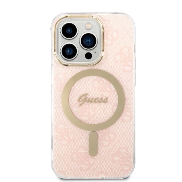 Guess 4G Print MagSafe Case + Charger Set for iPhone 14 Pro Max 6.7" - Pinkeng