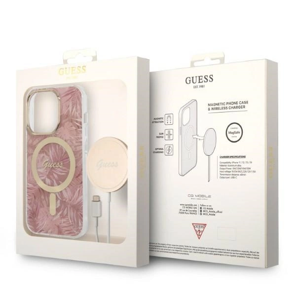 Guess Jungle MagSafe Case + Charger Set for iPhone 14 Pro Max 6.7" - Pinkeng