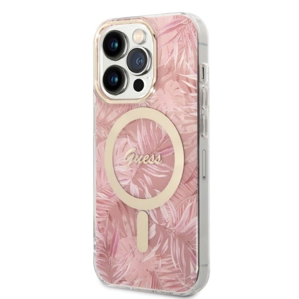 Guess Jungle MagSafe Case + Charger Set for iPhone 14 Pro Max 6.7" - Pinkeng