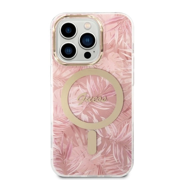 Guess Jungle MagSafe Case + Charger Set for iPhone 14 Pro Max 6.7" - Pinkeng