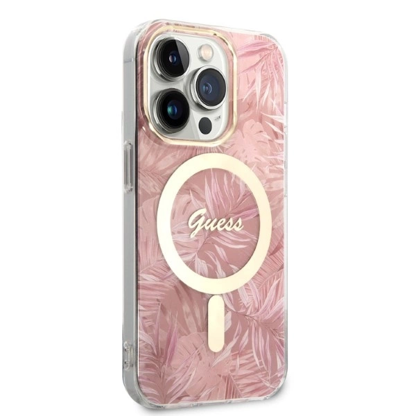 Guess Jungle MagSafe Case + Charger Set for iPhone 14 Pro Max 6.7" - Pinkeng
