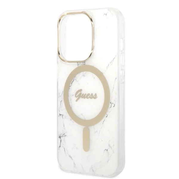 Guess Marble MagSafe Case + Charger Set for iPhone 14 Pro Max 6.7" - Whiteeng