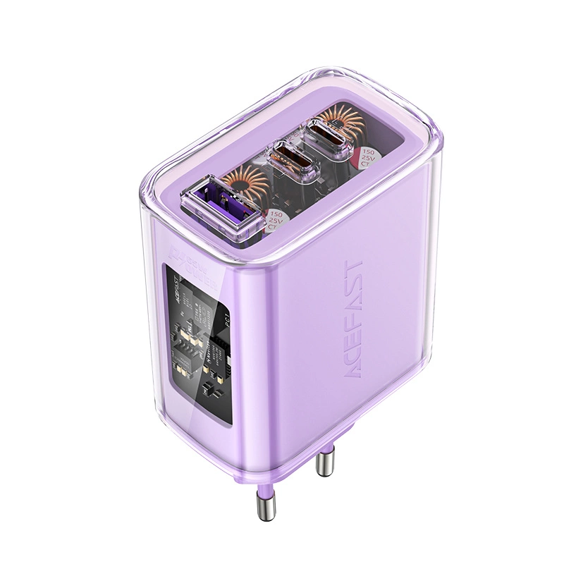 Acefast charger GaN 65W 3 ports (1xUSB, 2xUSB C) purple (A45)eng
