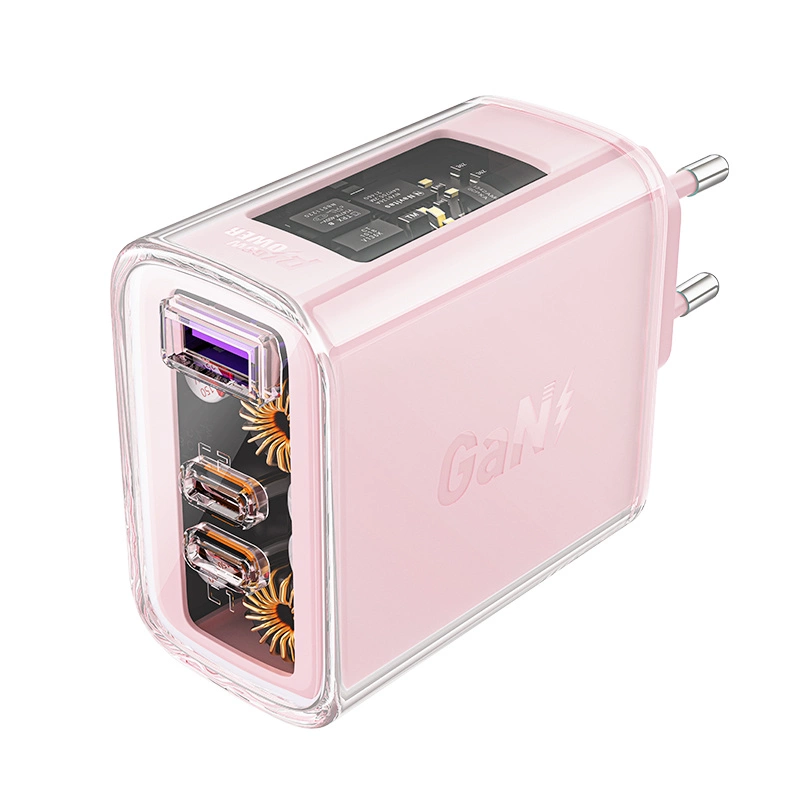 Acefast charger GaN 65W 3 ports (1xUSB, 2xUSB C) pink (A45)eng