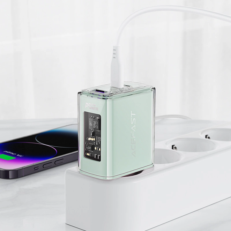 Acefast charger GaN 65W 3 ports (1xUSB, 2xUSB C) pink (A45)eng