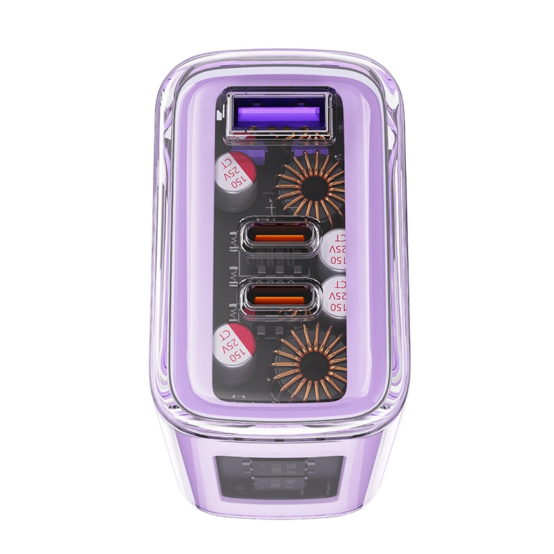 Acefast charger GaN 65W 3 ports (1xUSB, 2xUSB C) pink (A45)eng