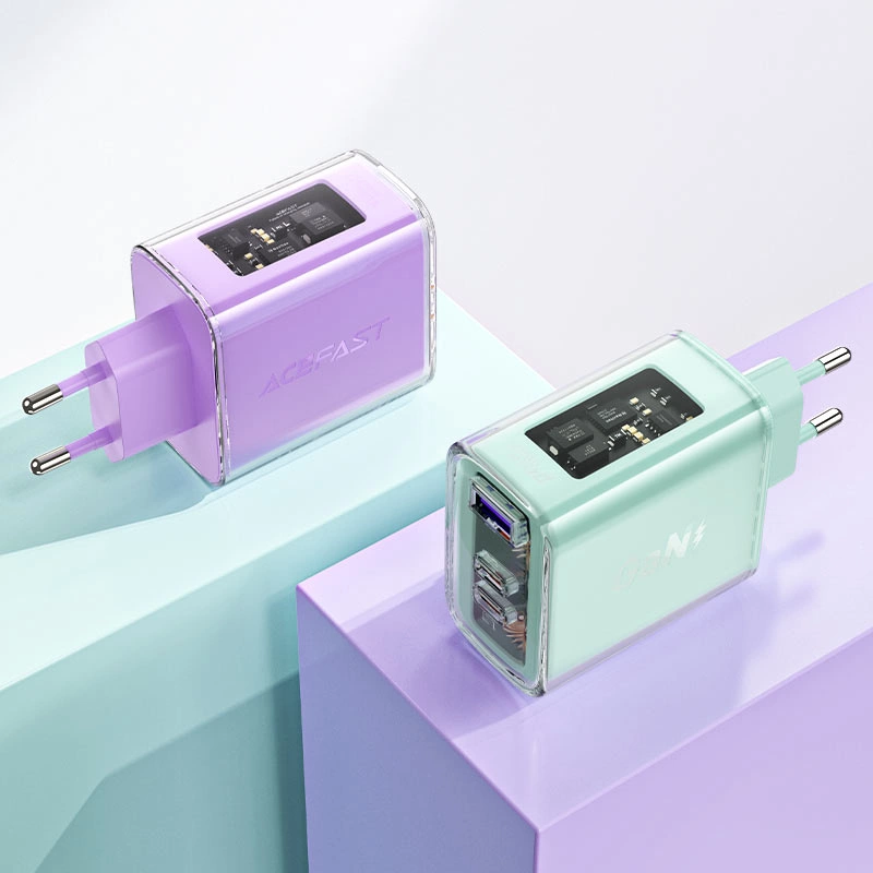 Acefast charger GaN 65W 3 ports (1xUSB, 2xUSB C) green (A45)eng