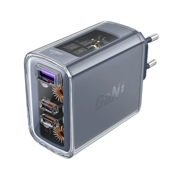 Acefast charger GaN 65W 3 ports (1xUSB, 2xUSB C) gray (A45)eng