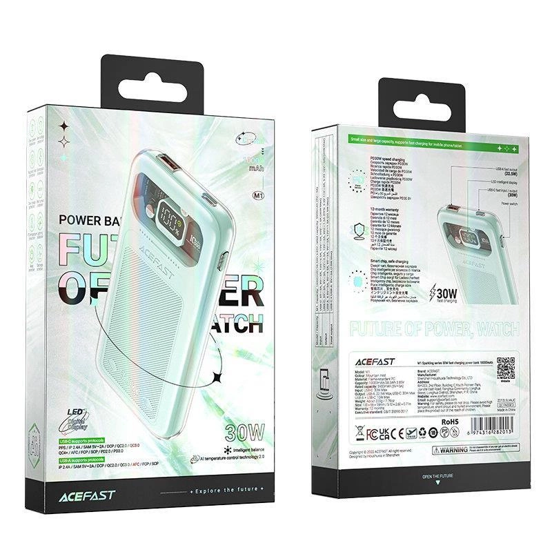 Acefast powerbank 10000mAh Sparkling Series fast charging 30W green (M1)eng