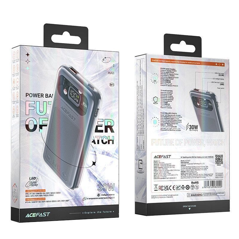 Acefast powerbank 10000mAh Sparkling Series fast charging 30W gray (M1)eng