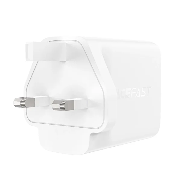 Acefast charger GaN 65W 3 ports (1xUSB, 2xUSB C PD) UK plug white (A44)eng