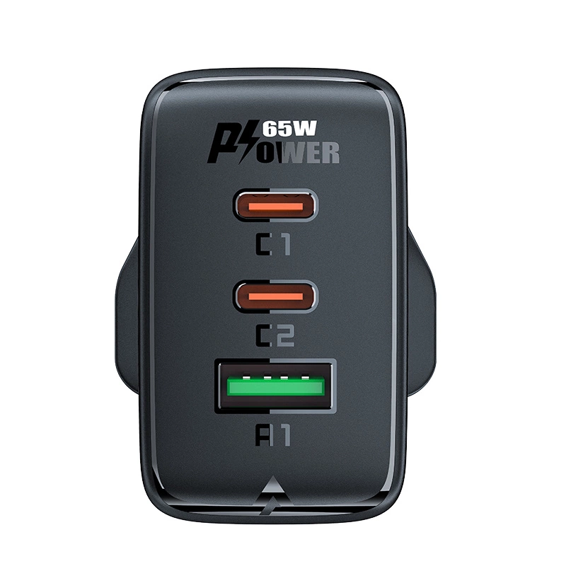 Acefast charger GaN 65W 3 ports (1xUSB, 2xUSB C PD) UK plug white (A44)eng