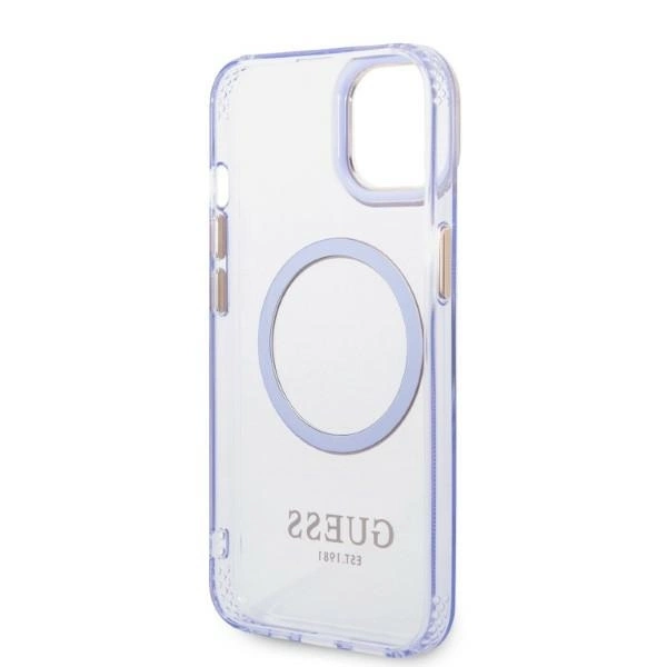 Guess GUHMP14SHTCMU iPhone 14 6.1" purple/purple hard case Gold Outline Translucent MagSafeeng