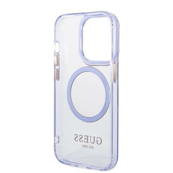 Guess Gold Outline Translucent MagSafe Case for iPhone 14 Pro Max 6.7" - Purpleeng