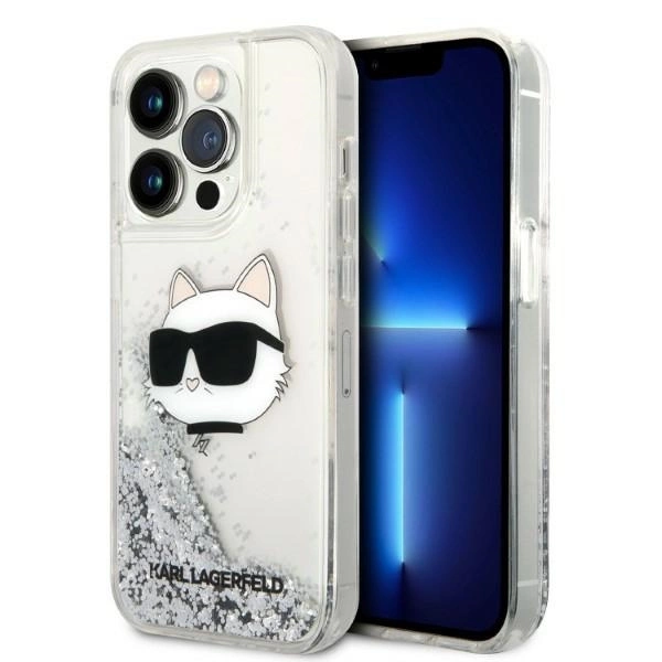 Karl Lagerfeld KLHCP14LLNHCCS iPhone 14 Pro 6.1" silver/silver hardcase Glitter Choupette Headeng